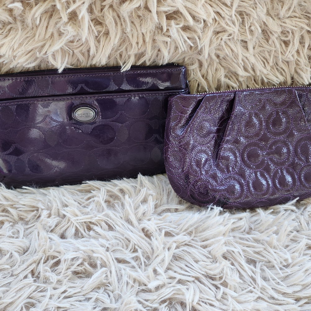 Coach Shimmering Purple Clutch and Wristlet Set